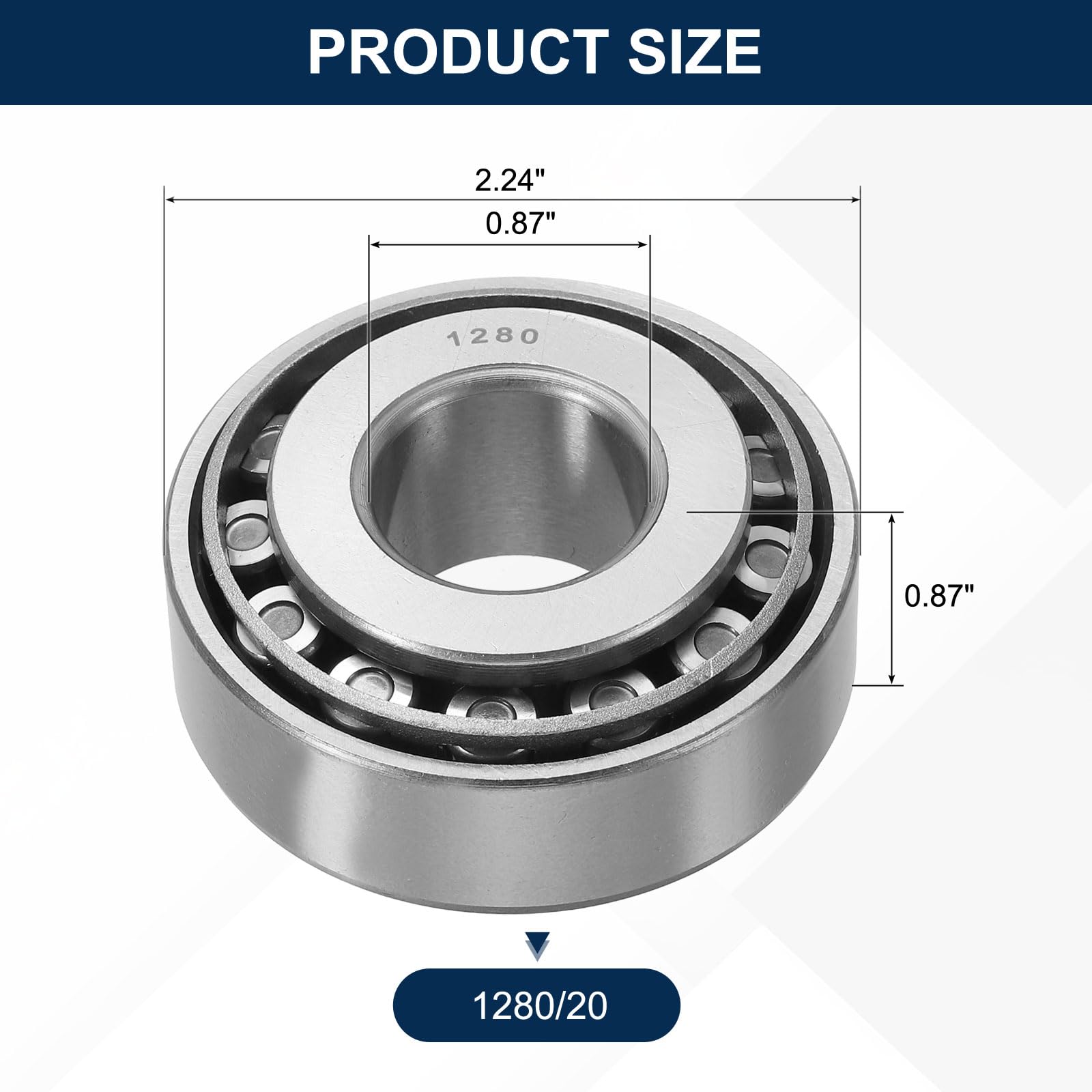 sourcing map 1280/20 Kegelrollenlager-Kegel- und Topf-Set, 2,2 cm Bohrung x 5,7 cm OD x 2,2 cm Dicke, Chromstahl-Kegellagersatz, ABEC-3