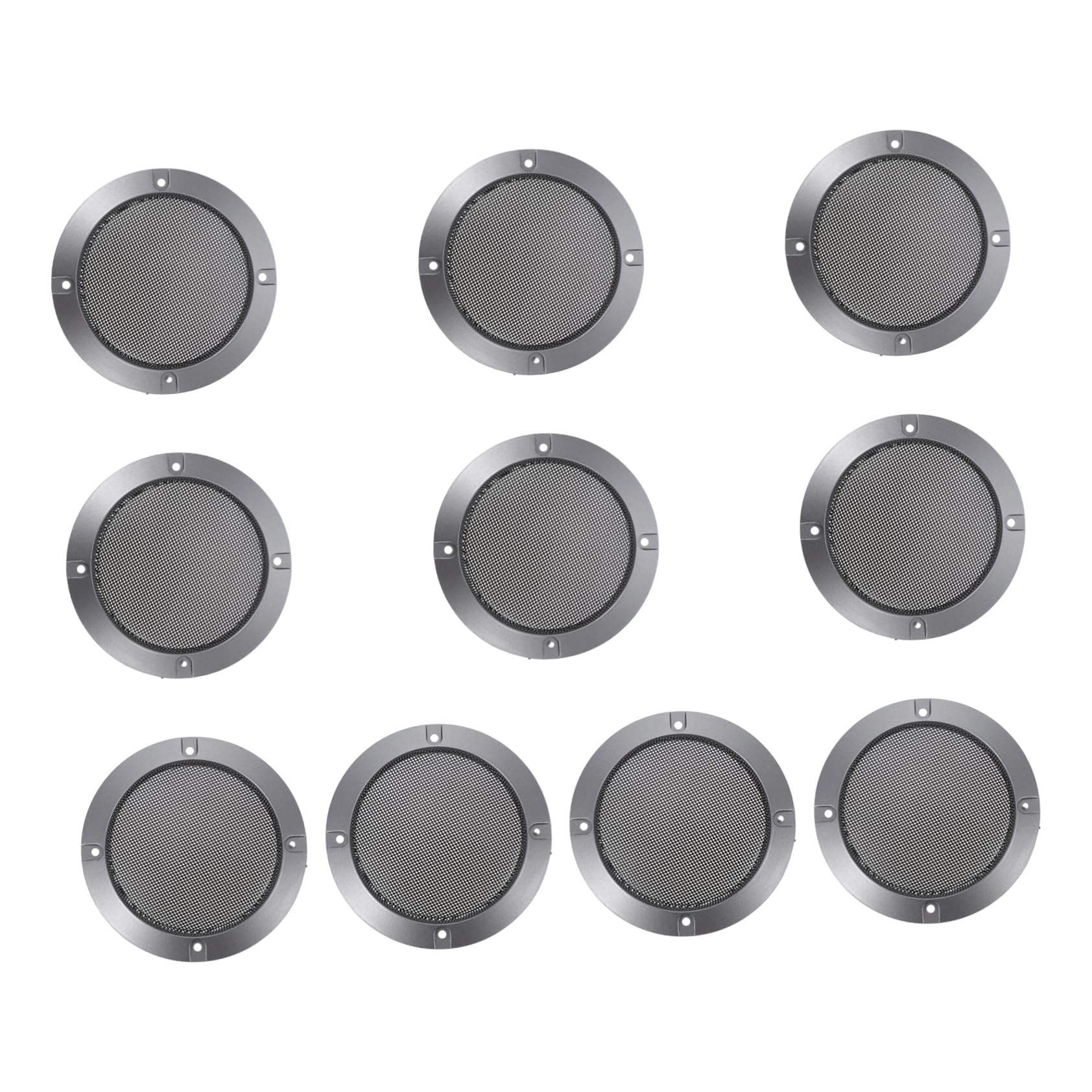 Happyyami 10pcs Audio Speaker Covers Mesh Speaker Protectors Decorative Circle Guard Car Subwoofer Modification Iron Grey