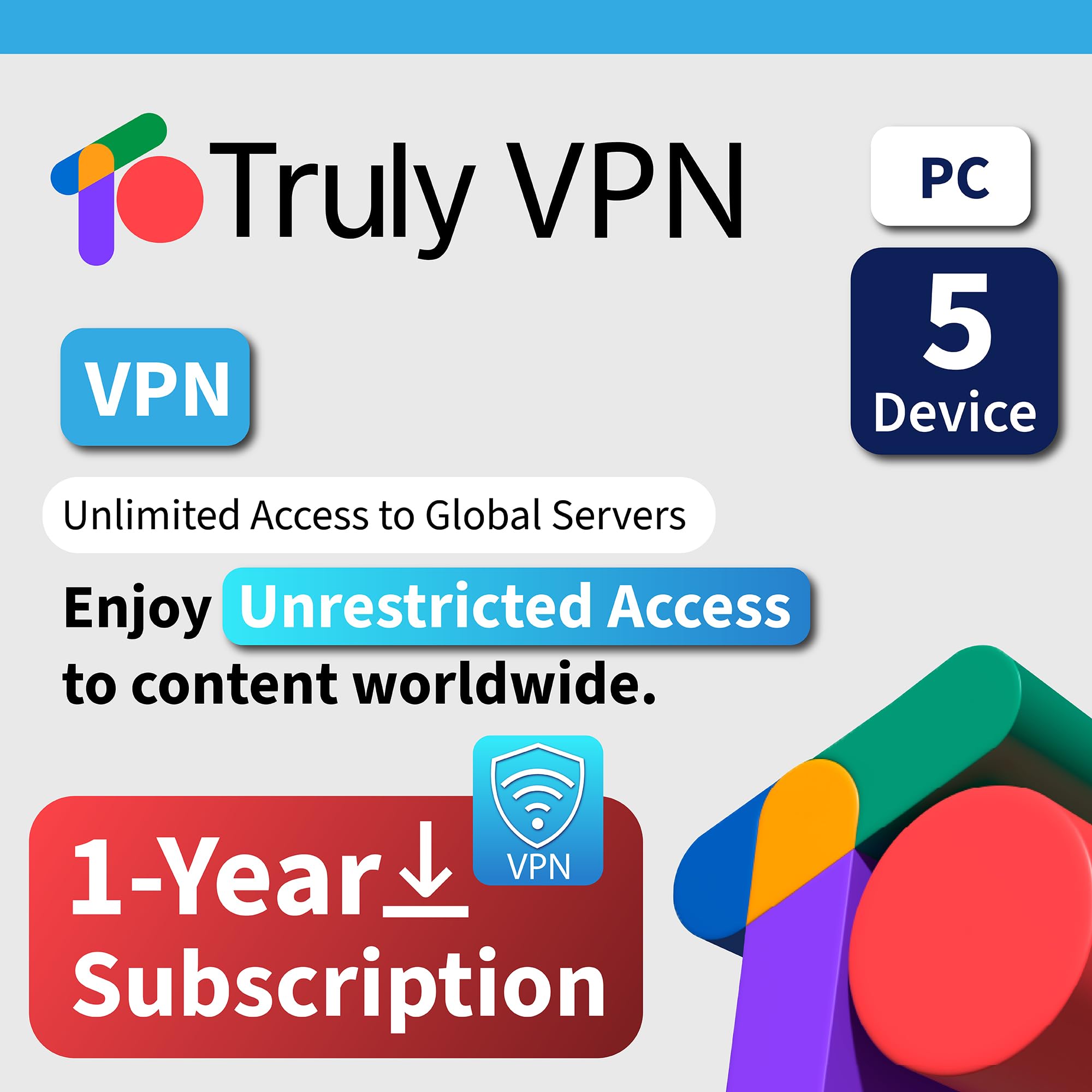TrulyOffice Truly VPN for Mac | 1-Year Subscription | 5 Devices | Unlimited Access to Global Servers | Secure and Private Browsing | Physical Activation Card