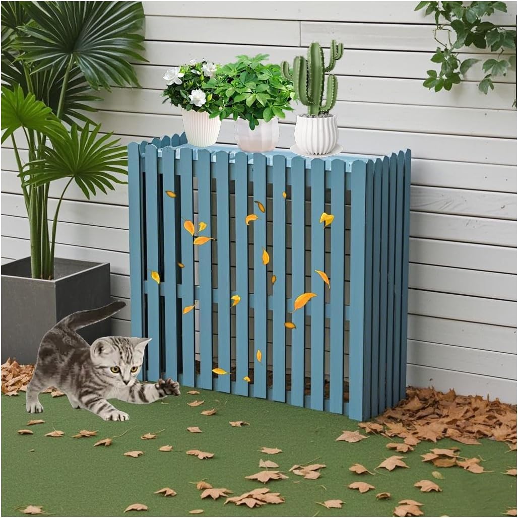 SXXAZLDP Hid Air Conditioner Rack Fence Wooden Conditioning Cover Solid Wood Outer Frame Louvered Shell Blinds Weatherproof Shutters Central