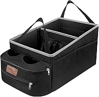 Vista 1 de FUNNy elf Organizador de asiento de automóvil, organizador de asiento de pasajero, almacenamiento plegable para automóvil con particiones y 4 Blanco