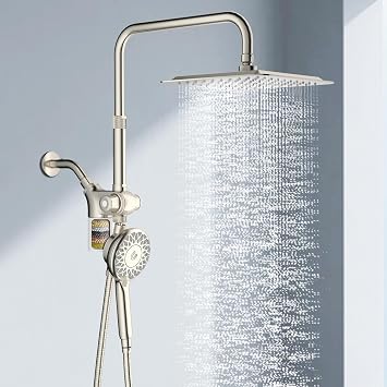 KAIYING Dual Shower Heads with Handheld Spray Combo, Magnetic Filtered Showerhead, Bathroom High Pressure Rainfall Shower Head and Handle Set with Filter for Hard Water, 79" Long Hose Brushed Nickel