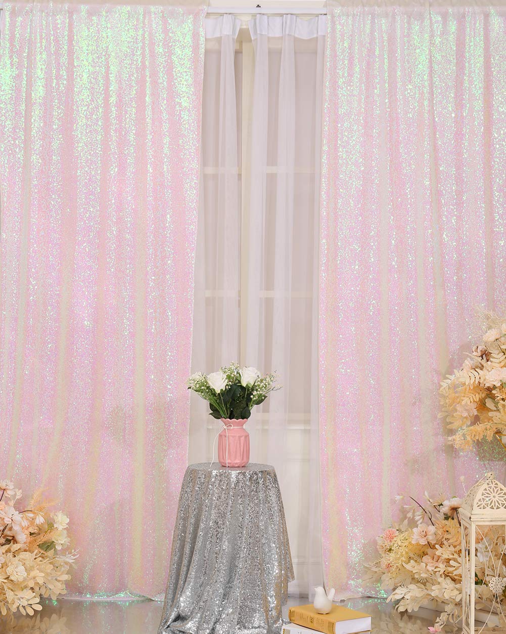 Eternal Beauty 305x305cm Pink Shinny Sequin Photography Backdrop Party Prom Wedding Youtobe Banquet Photo Background (10x10 feet) — view 38