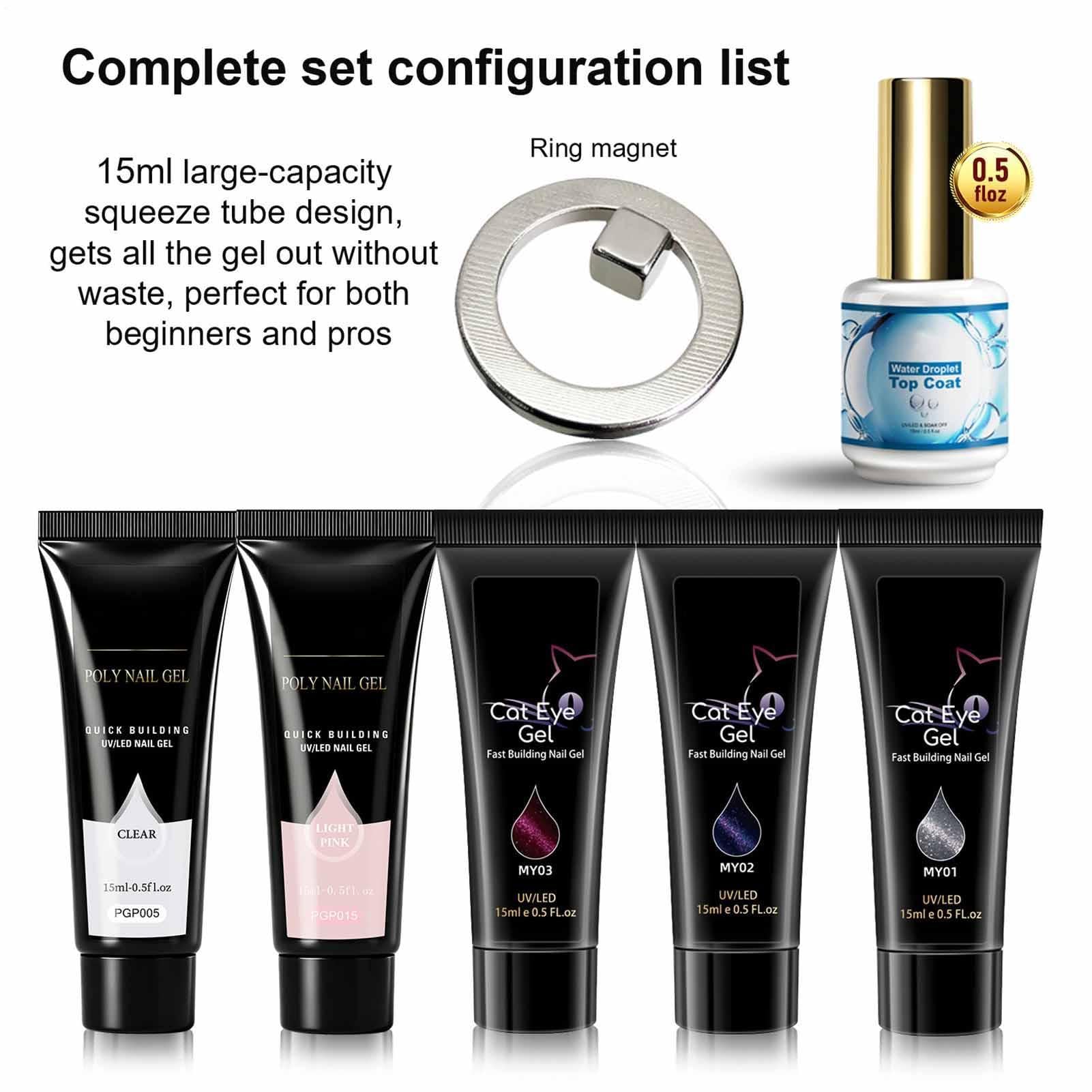 Lot de gel d'extension d'ongle longue durée en 5 couleurs