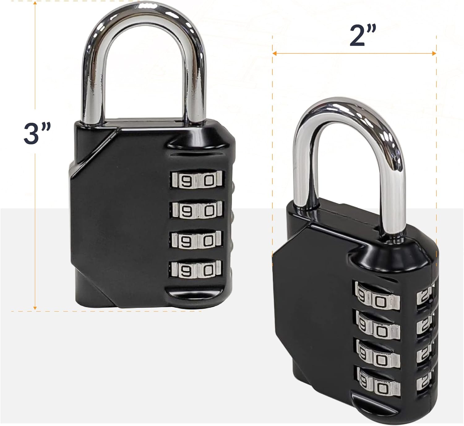 Newhouse Hardware Improved 4-Digit Combination Lock | Outdoor Waterproof Padlock for School, Gym Locker, Sports Locker, Fence, Toolbox, Gate, and Travel | Customizable 4-Digit Lock Combo | Black