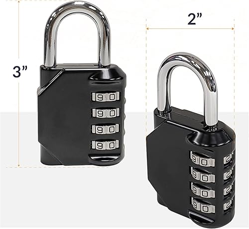 Miniatura 4 de Newhouse Hardware Cerradura de combinación mejorada de 4 dígitos  Candado impermeable para exteriores para escuela, casillero de gimnasio, casillero