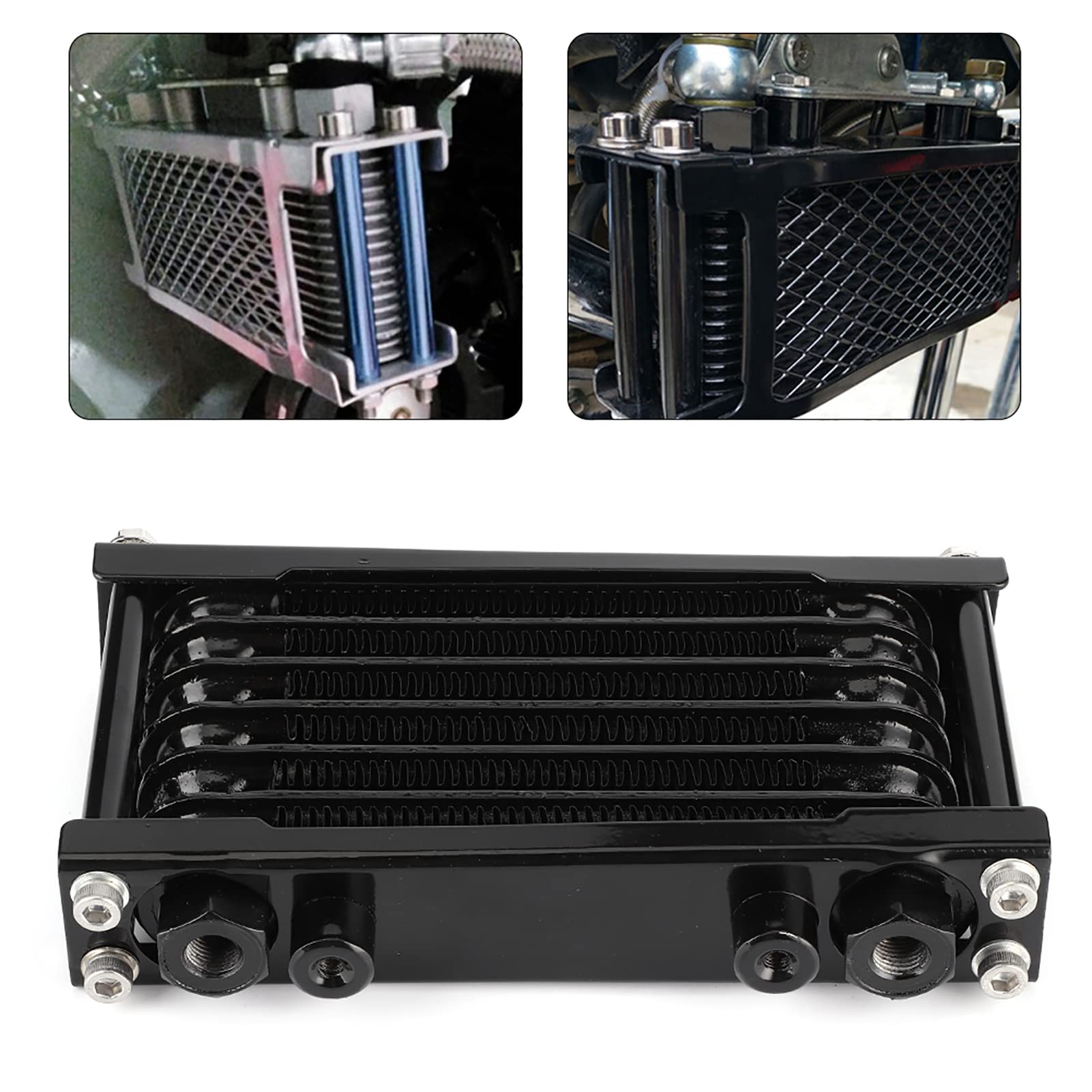 Ausla Radiador de Motocicleta, Enfriador de Aceite de Motor de Aleación de Aluminio, Rosca de 12 X 1,25, Reduce la Temperatura del Aceite de 54 a 72 °F, con Accesorios de Instalación para Motos de