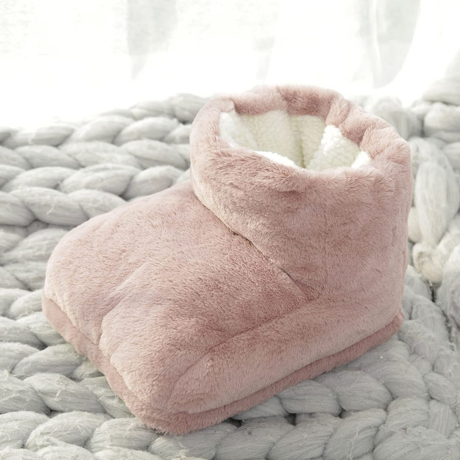 Foot Warmer, Foot Warmers for Men Women Non Electric, Warm Feet Aid Poor Circulation & Foot Pain, Durable Anti-Slip Sole, Ultra Soft Plush Winter Foot Warmer for Home Or Office Use Pink