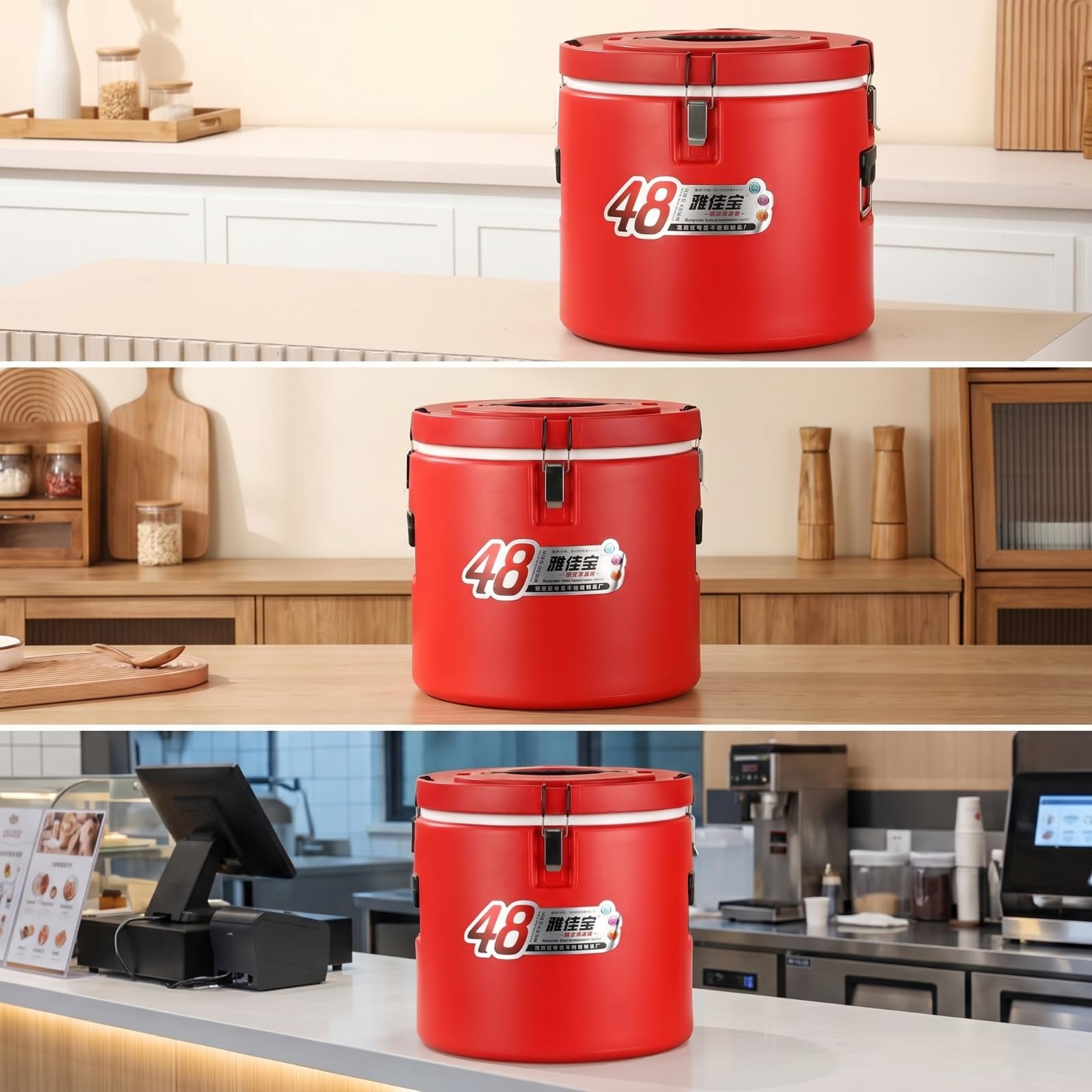 Gralara Recipiente Térmico Aislado Cubo Térmico Contenedor Isotérmico Depósito Conservador Interior Metálico Liso Antimanchas con Fácil Limpieza y Cierre, 15L