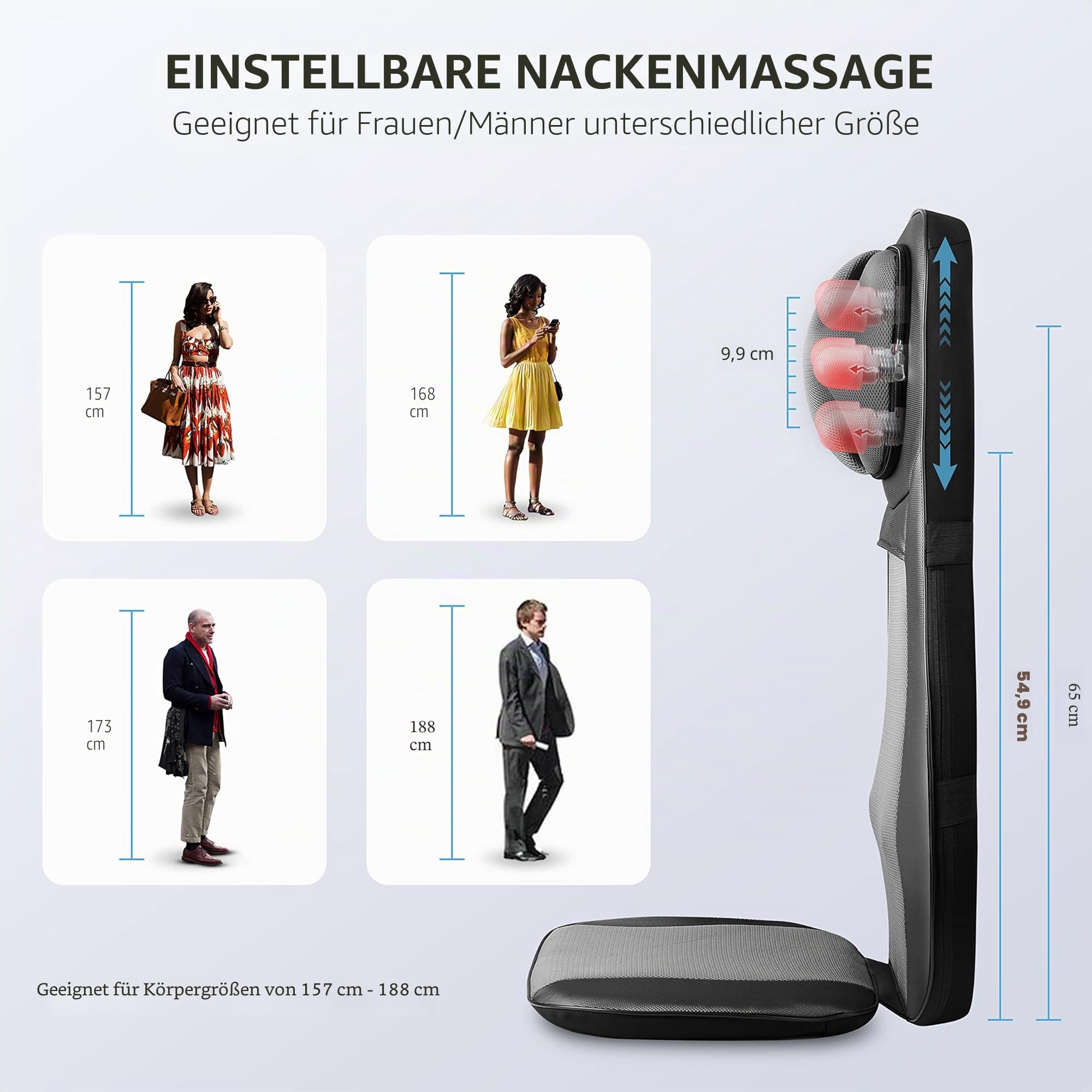 Snailax Massagesitzauflage mit Wärmefunktion, Shiatsu Massageauflage Rückenmassagegerät mit Kneten Vibration Ganzkörpermassage, Massagegerät für Rücken Gesäß, Geschenke für Männer/Frauen
