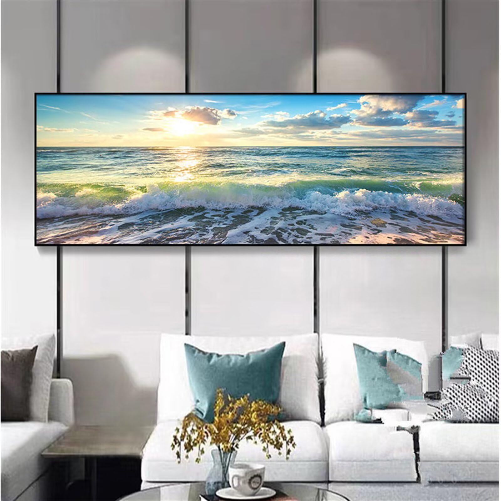 Diamond Painting Grand Format 70x140cm | Broderie Diamant Plage du Coucher du Soleil