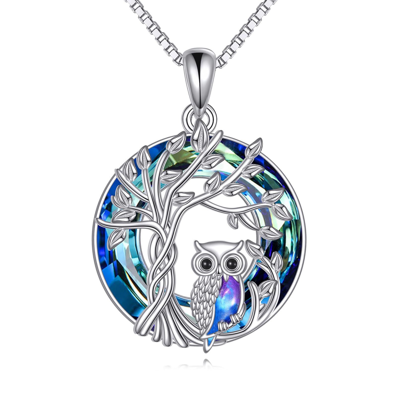 POPLYKE Kristall Anhänger Halskette 925 Sterling Silber Schmuck für Damen Herren