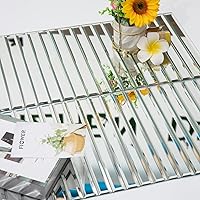 Vista 12 de Diflart Espejo retroprotector contra salpicaduras para despegar y pegar, antigüedad, 1.8 x 11.8 pulgadas, espejo biselado de tres tiras para pared