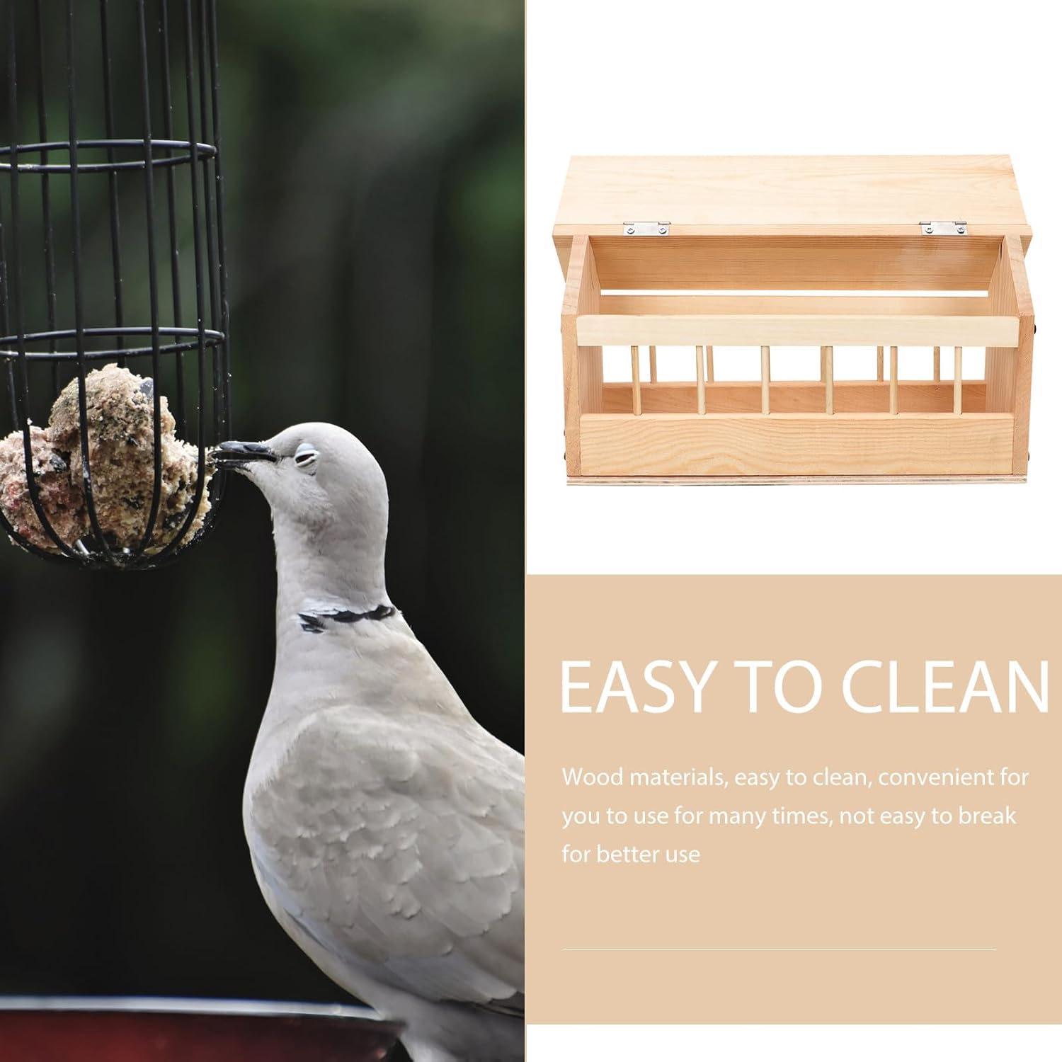 FAVOMOTO Automatic Pigeon Feeder Trough Wooden Bird Feeding Box Thickened Pine 40cm Base Outdoor Feeder for Racing Pigeons and Doves