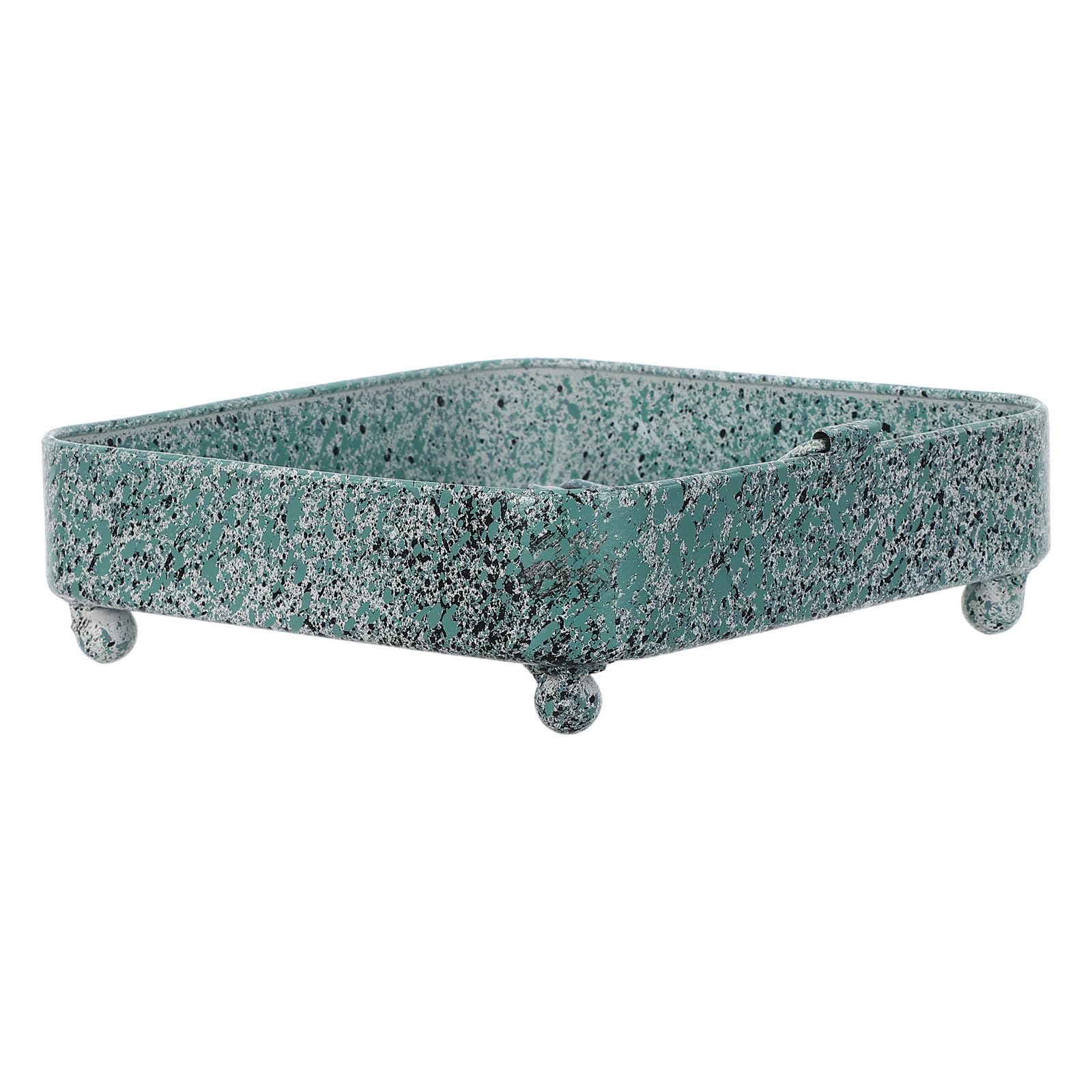 Ciieeo Portatovaglioli in Metallo Verde in Design Vintage con Finitura Creativa Antica, Forma Quadrata, Versatile e Facile da Mantenere per Banchetti e Sala da Pranzo