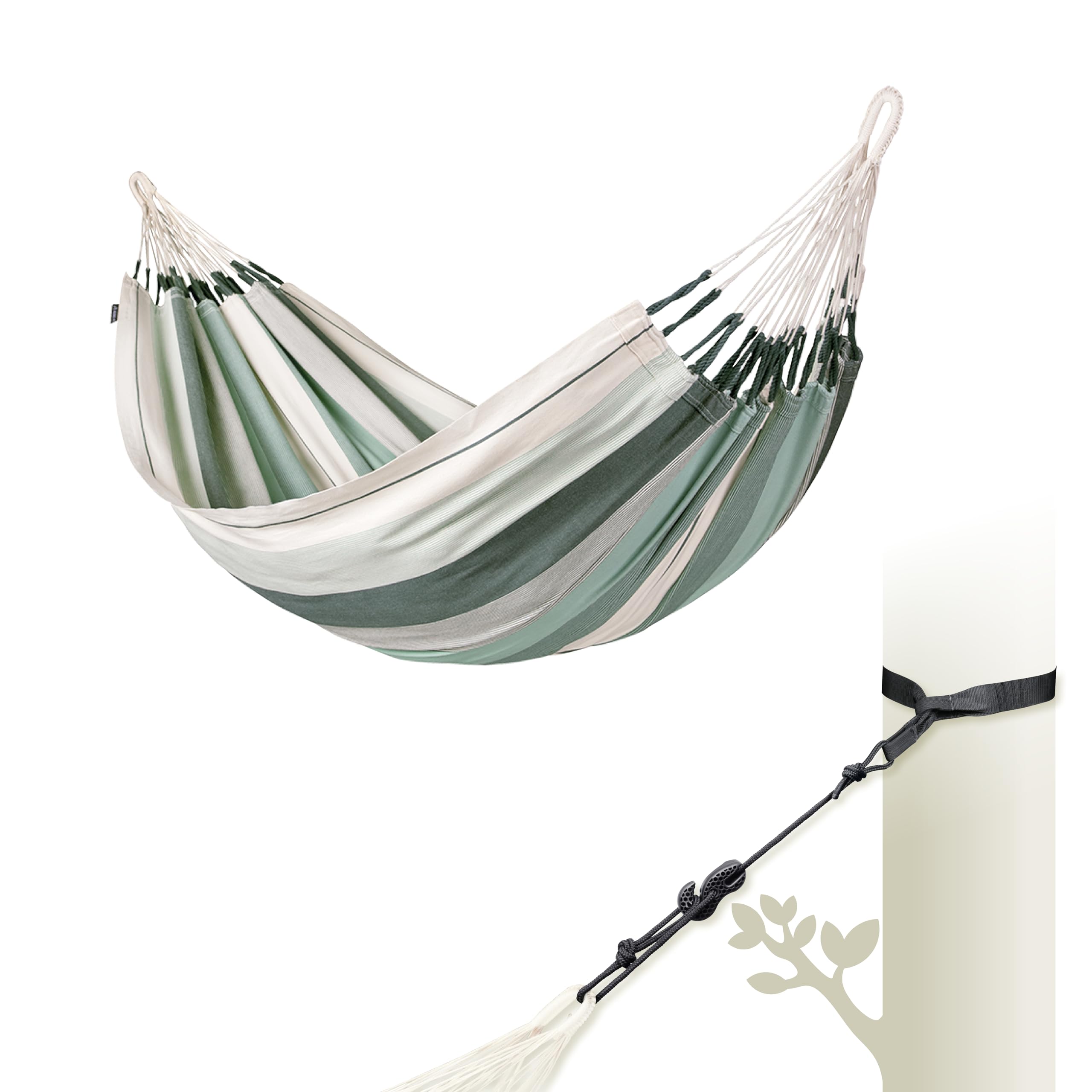 LA SIESTA® Modesta - Amaca semplice in cotone biologico e fissaggio ad albero e palo - Amaca esterna interna con cinghia - portatile amaca in cotone, tela di amaca, per giardino, balcone, piscina,
