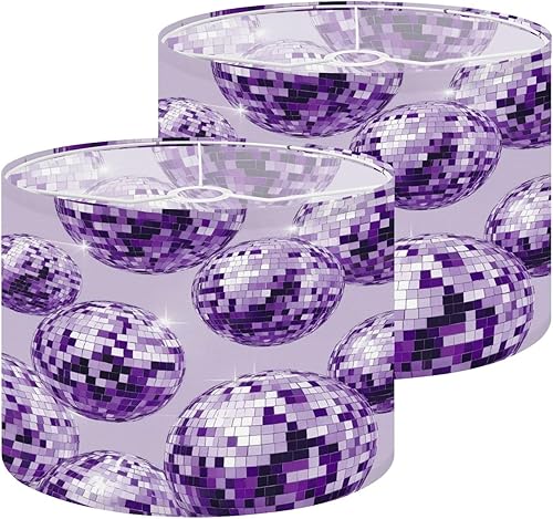 Miniatura 15 de boho Lampshades Lamp Shades 11"x11"x9" Preppy Disco Ball Trendy Purple Funky Coquette Disco Balls Mirror Light Shade for Table Lamps Floor Lamps
