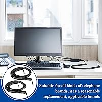 Vista 6 de Kanayu 20 Pack Black Phone Handset Cord 12ft Telephone Cord for Landline Coiled Phone Wire Bulk for Use with All Landline Telephone Line Replacement