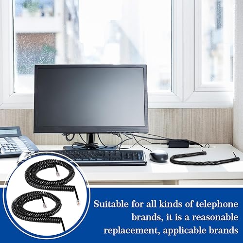 Miniatura 6 de Kanayu 20 Pack Black Phone Handset Cord 12ft Telephone Cord for Landline Coiled Phone Wire Bulk for Use with All Landline Telephone Line Replacement