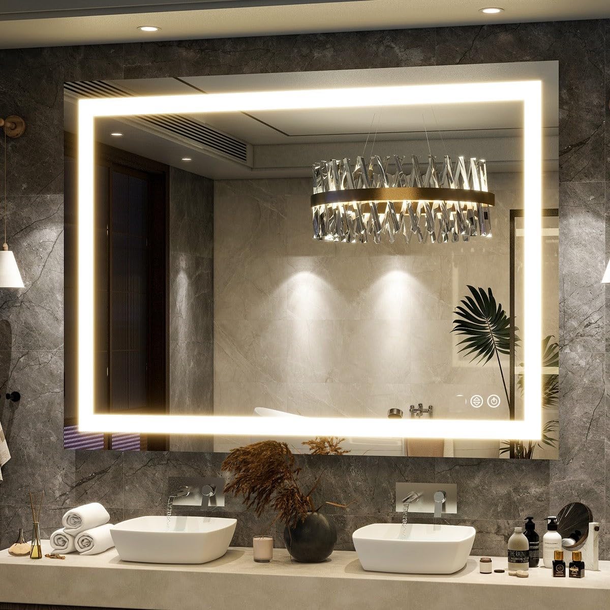 BUNGALOW MERCER LED Bathroom Mirror with Front Light | 3 Color Modes, Dimmable, Defogger & Memory Function | Modern Vanity Wall Mirror (60X100CM)-image-21
