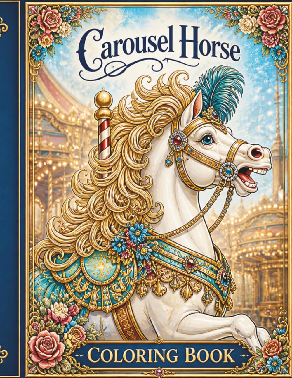 Carousel Horses Coloring Book: Bold Line Art for Relaxation, Creativity, and Timeless Carousel Beauty