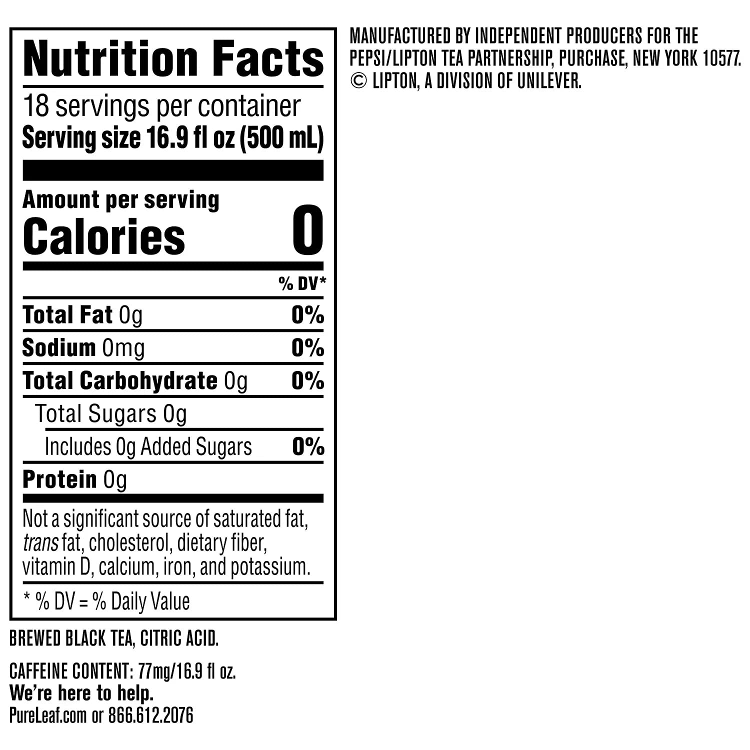 Pure Leaf Unsweetened Iced Real Brewed Tea - Never From Powder - By Gourmet Kitchn - 2 Boxes (16.9oz - 18 pk per Box), Total 36 Bottles