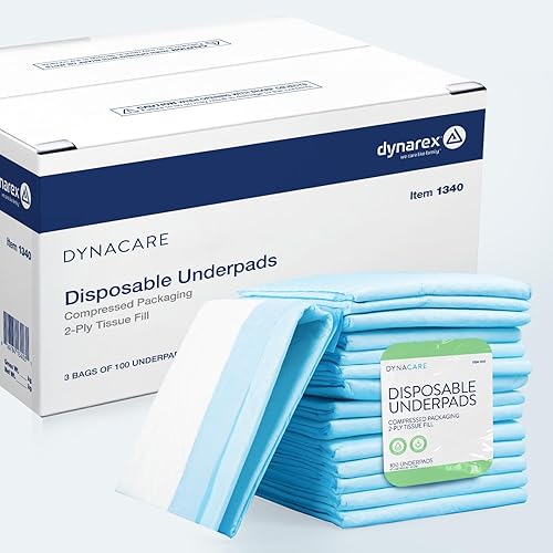 Dynarex 1340 - Almohadilla interior desechable, relleno de tejido, 2 capas, almohadilla de cama de incontinencia de grado médico para proteger