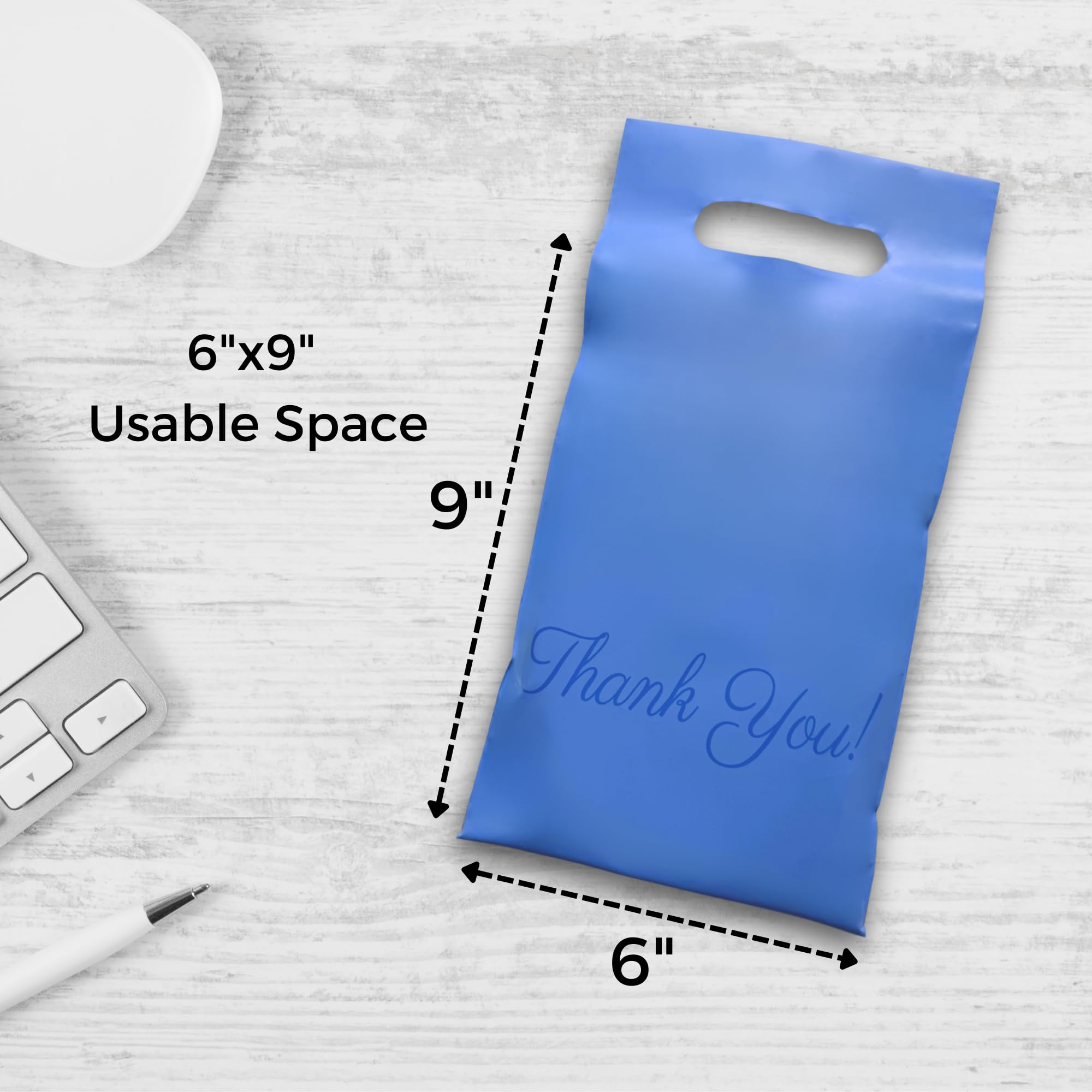 100 Enveloppes D'Expédition En Polyéthylène – 15,4 X 22,9 Cm – Auto-Adhésives, Résistantes – Idéal Pour Petits Colis, Livraisons E-commerce – Couleur Bleu