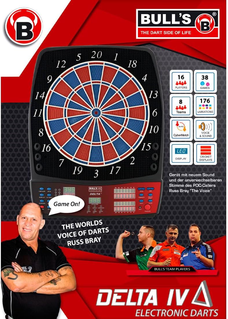 Bull's Delta Iv Russ Bray Sound Electronic Dartboard, Multi-Colour, 59 x 46 cm