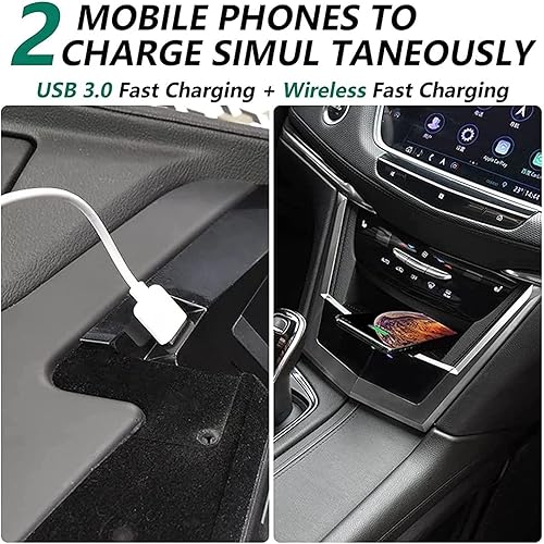 Miniatura 3 de Cargador inalámbrico de coche para Cadillac XT5 (2016-2023)XT6 (2020-2023) todos los modelos, cargador Fasu fácil de instalar, almohadilla de carga