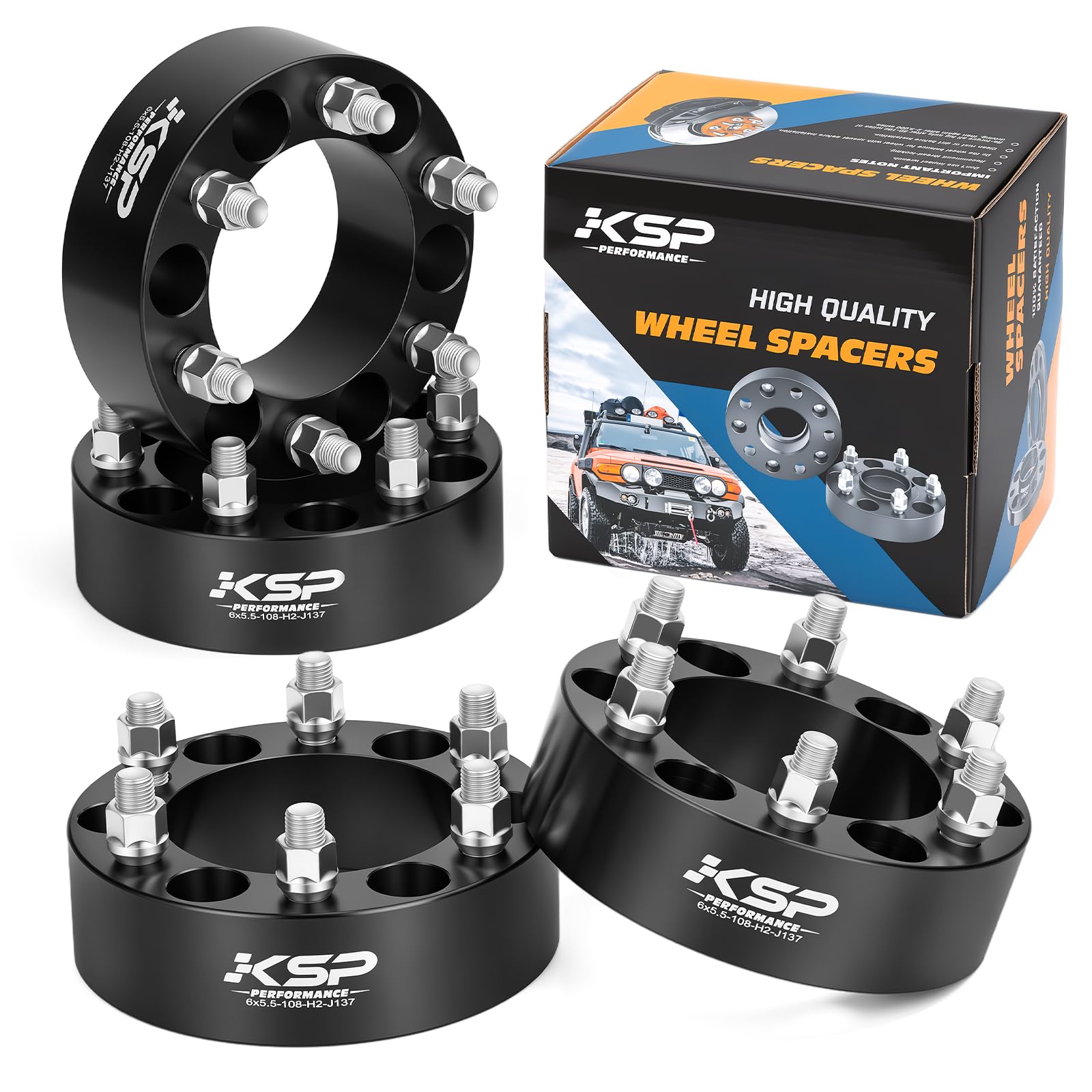 Photo 1 of KSP 6x5.5 Wheel Spacers for Chevy Silverado GMC Sierra, 2inch 6x139.7mm Lug Centric Spacer for Ram 1500 Escalade Yukon XL, 50mm Wheel Adapter 108mm Hub Bore with M14x1.5 Studs Black 4PCS