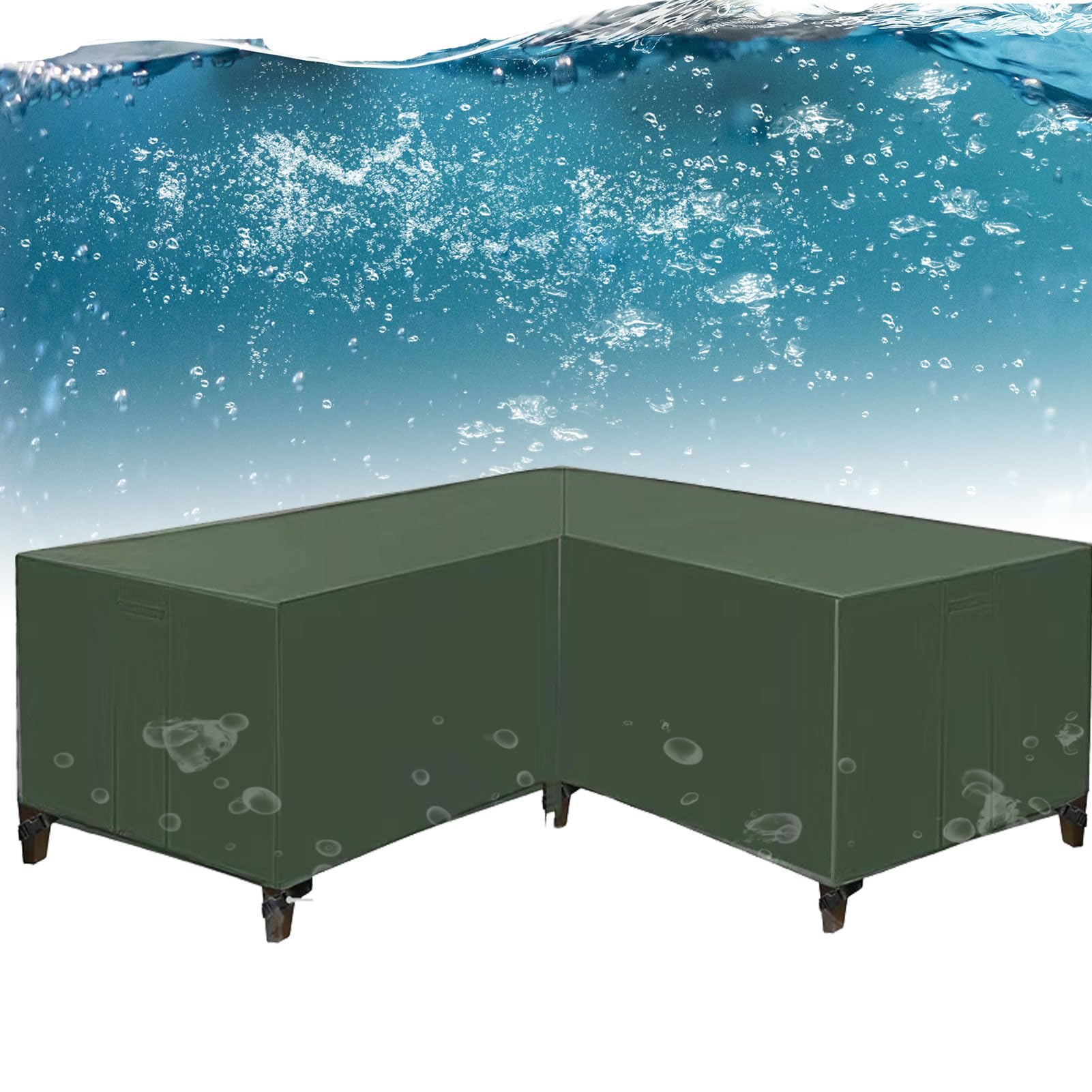 Housse de jardin en L imperméable en tissu Oxford 320x320 cm anti-humidité