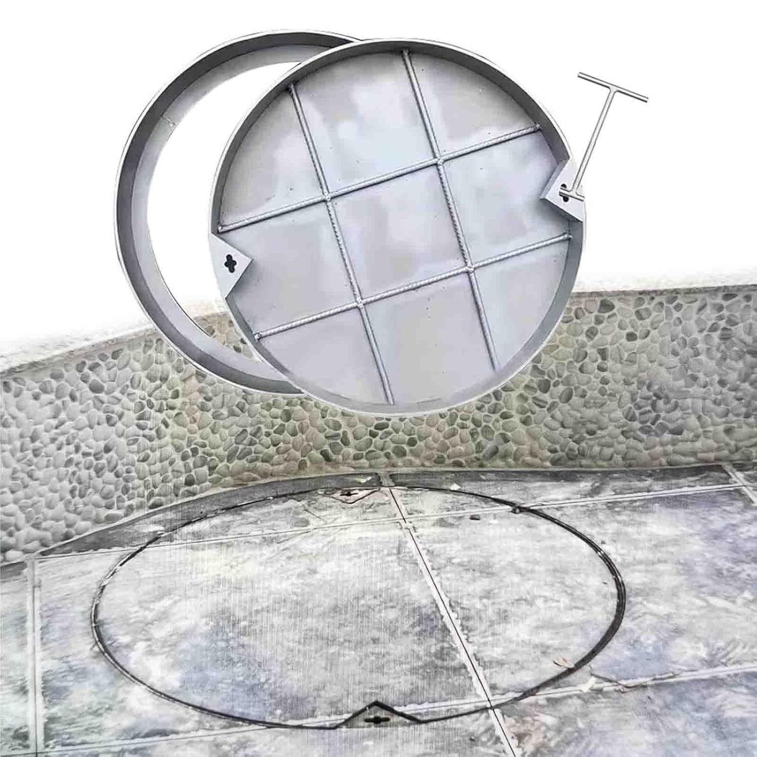 Grand couvercle de vidange rond pour bassin d'eaux usées pour extérieur, convient pour 3,2 cm (diamètre extérieur 43,2 cm) pour patio, terrasse, jardin et cour, design durable et élégant