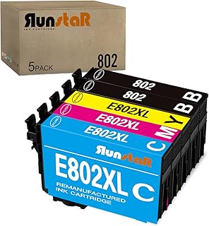 Run Star Remanufactured 802 Ink Cartridge Replacement for Epson 802XL T802XL T802 for Workforce Pro WF-4730 WF-4740 WF-472...