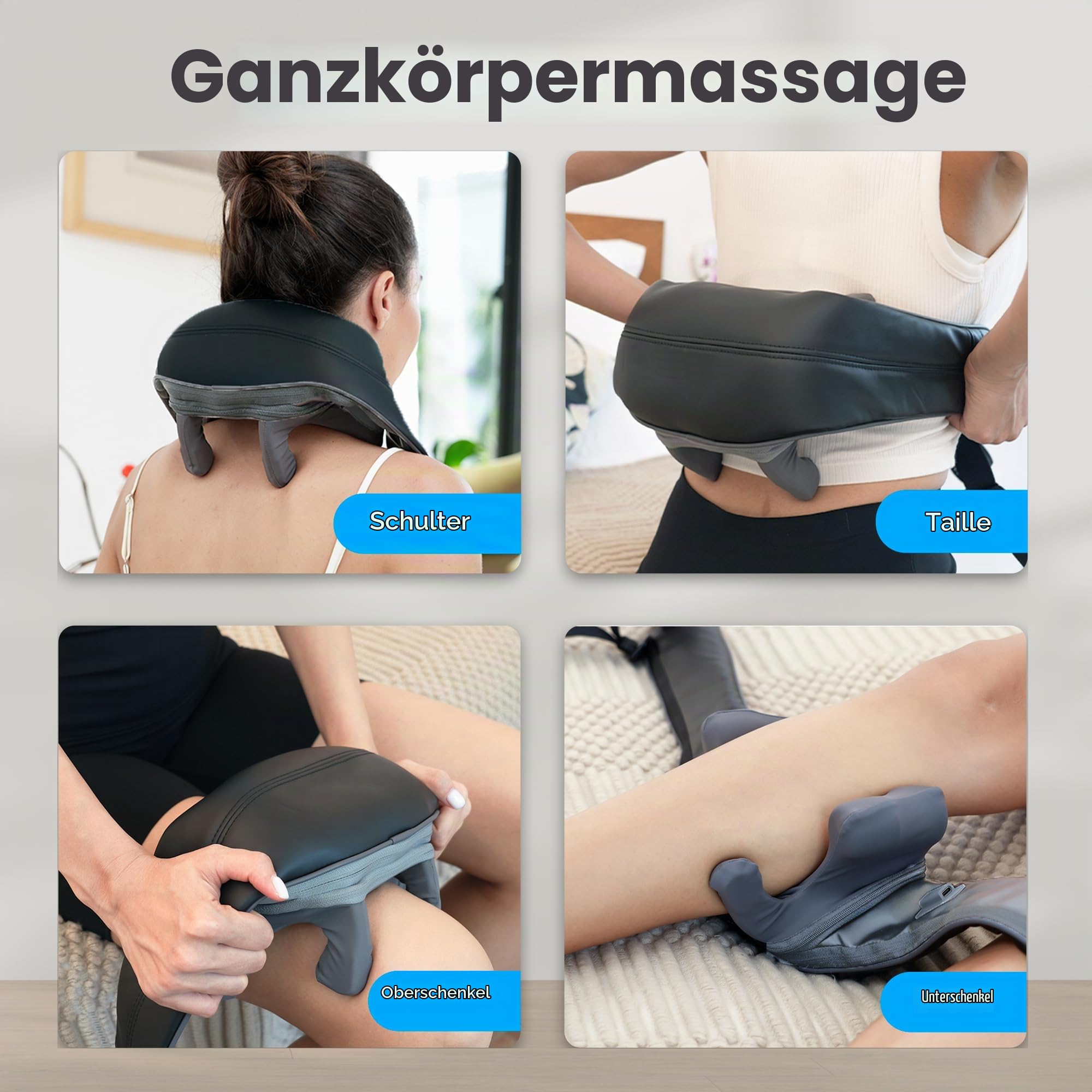 COMFIER Kabelloses Shiatsu Nackenmassagegerät mit Wärme | 4D Tiefenknetmassage für Nacken, Schultern und Rücken, 3 Modi, PU-Leder, Tragetasche, Geschenk für Frauen und Männer