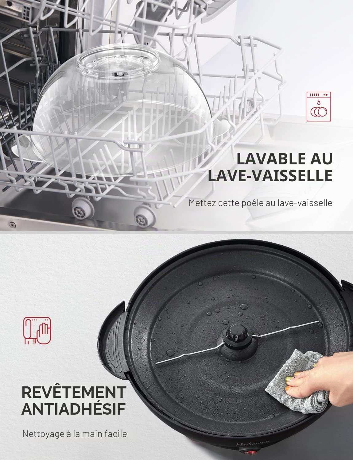 Yabano Machine à Popcorn, Électrique Machine à Pop Corn avec Plateau de Cuisson Détachable, Revêtement Antiadhésif, Bol de 5l Couvercle 2-en-1, Noir