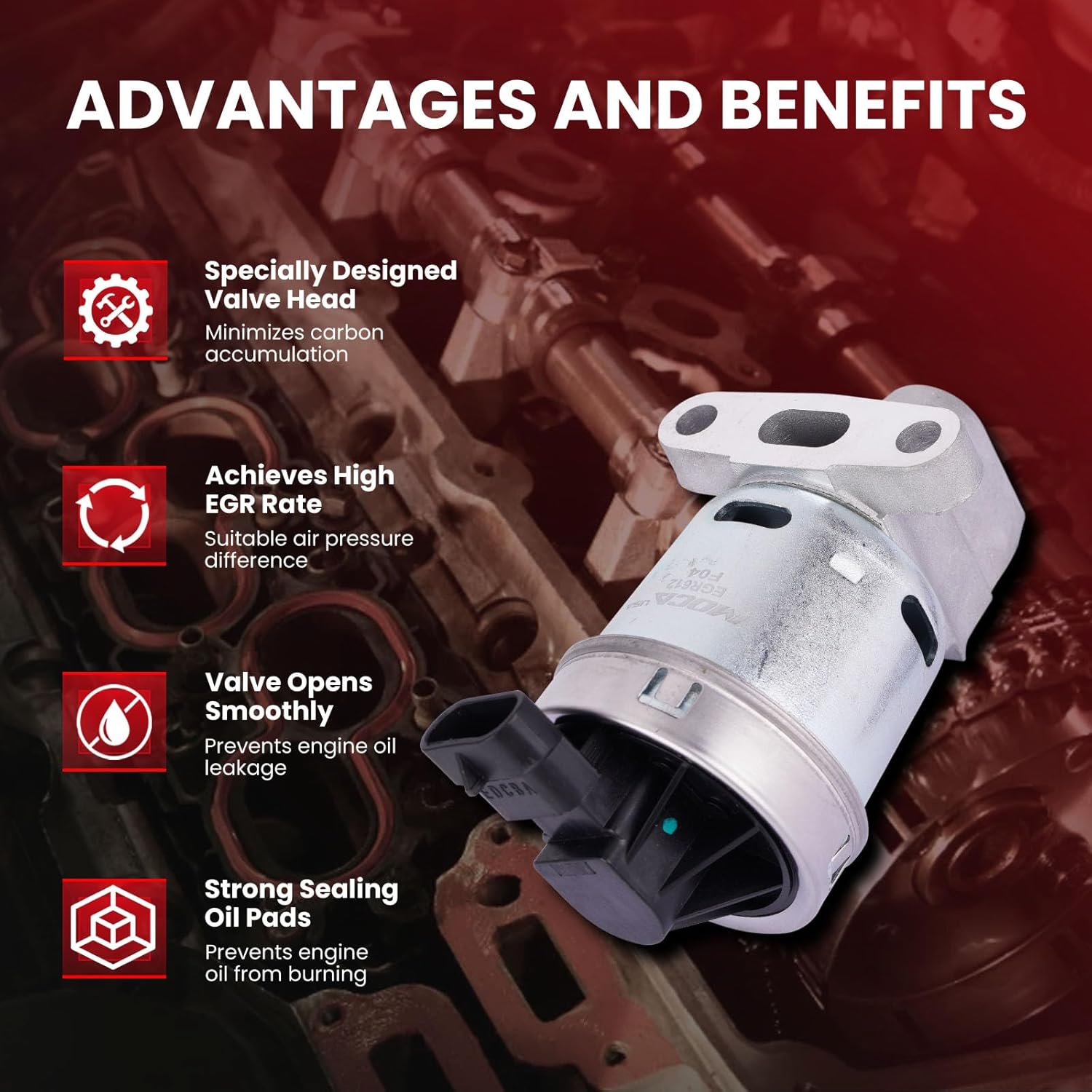 MOCA EGR Back Pressure Valve w/Horizontal Connector fits For Chevrolet 2000-2003 Malibu 3.1L, 2004-2006 Malibu 3.5L, 2000-2005 Monte Carlo 3.4L, For Oldsmobile 2000-2004 Alero 3.4L