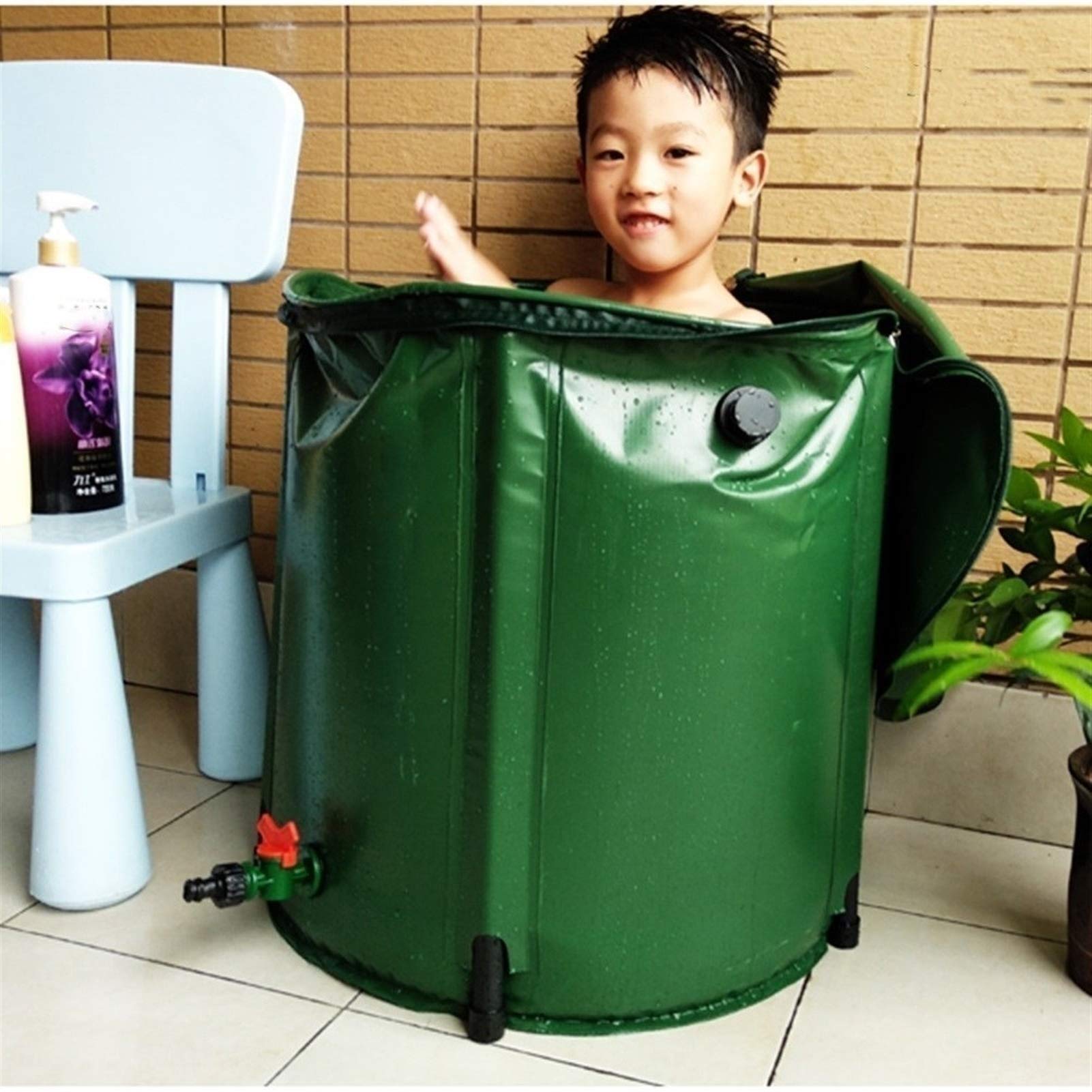 Barril de lluvia plegable con tanque de agua flexible y malla de filtro para un riego eficiente del jardín