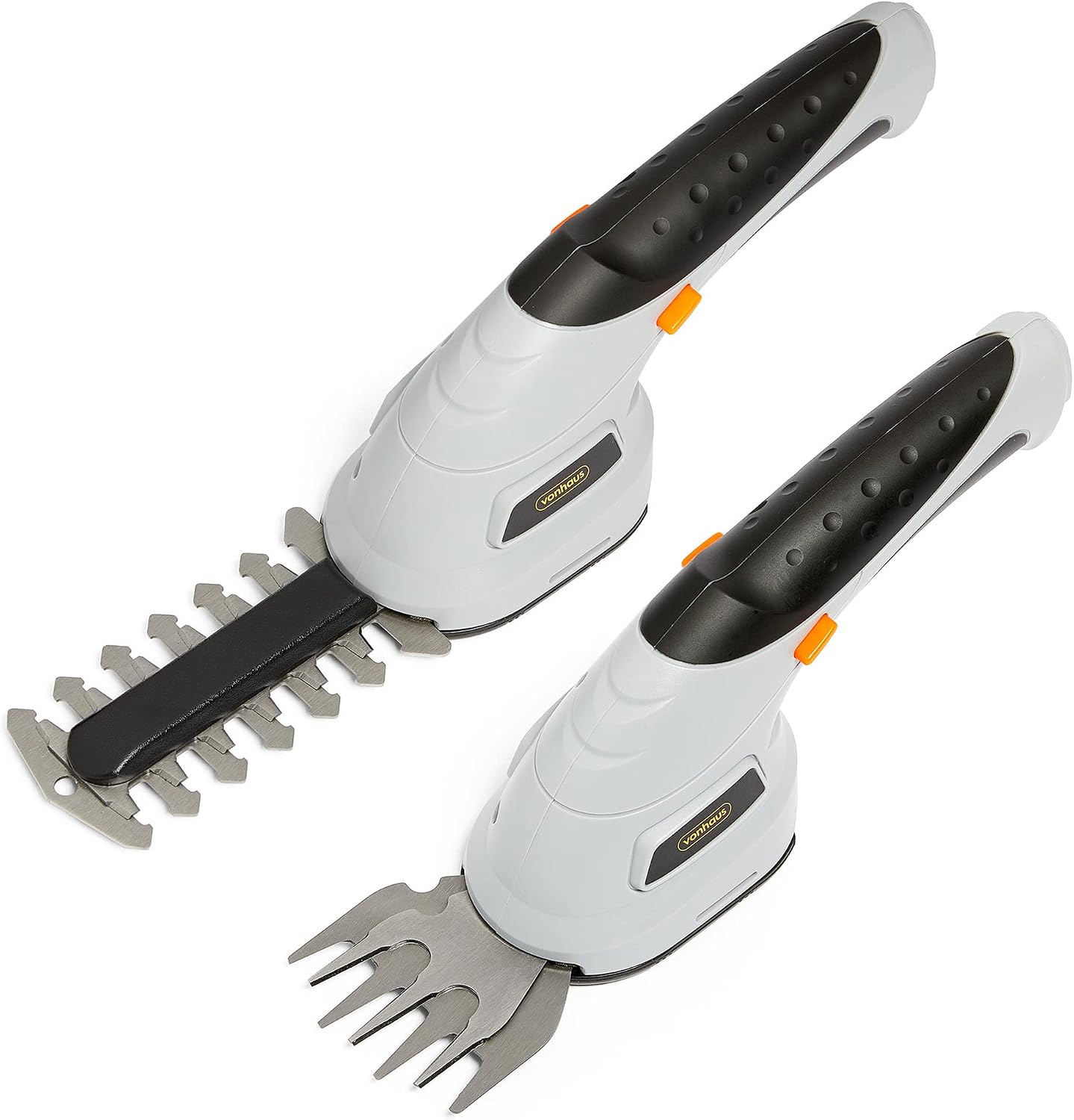 VonHaus Hedge Trimmer & Grass Shears Cordless 2 in 1 – Handheld Cutter for Hedges, Bushes, Branches, Shrubs, Lawn Edging – 3.6V Battery, 2 Changeable Blades, Charger, Lightweight, Soft Grip Handle