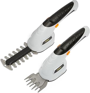 Hedge Trimmer & Grass Shears Cordless 2 in 1 – Handheld Cutter for Hedges, Bushes, Branches, Shrubs, Lawn Edging – 3.6V Battery, 2 Changeable Blades, Charger, Lightweight, Soft Grip Handle