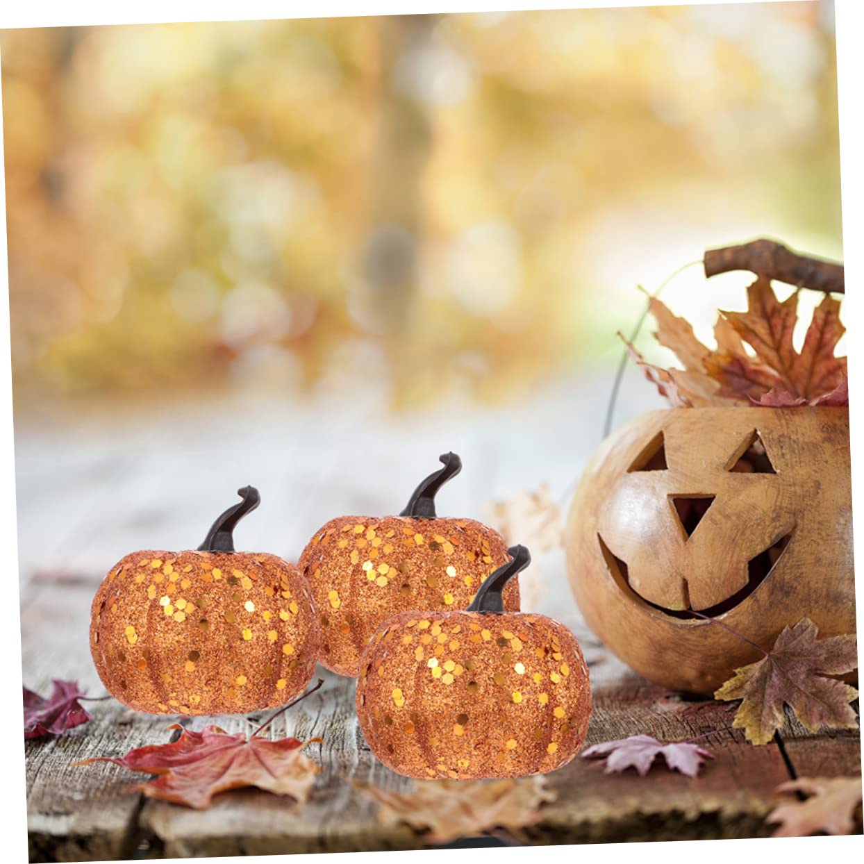 Garneck 5sets Kürbis Ornamente Glitter Künstliche Kürbisse Prop Halloween Center Decor 10 Stücke * 5