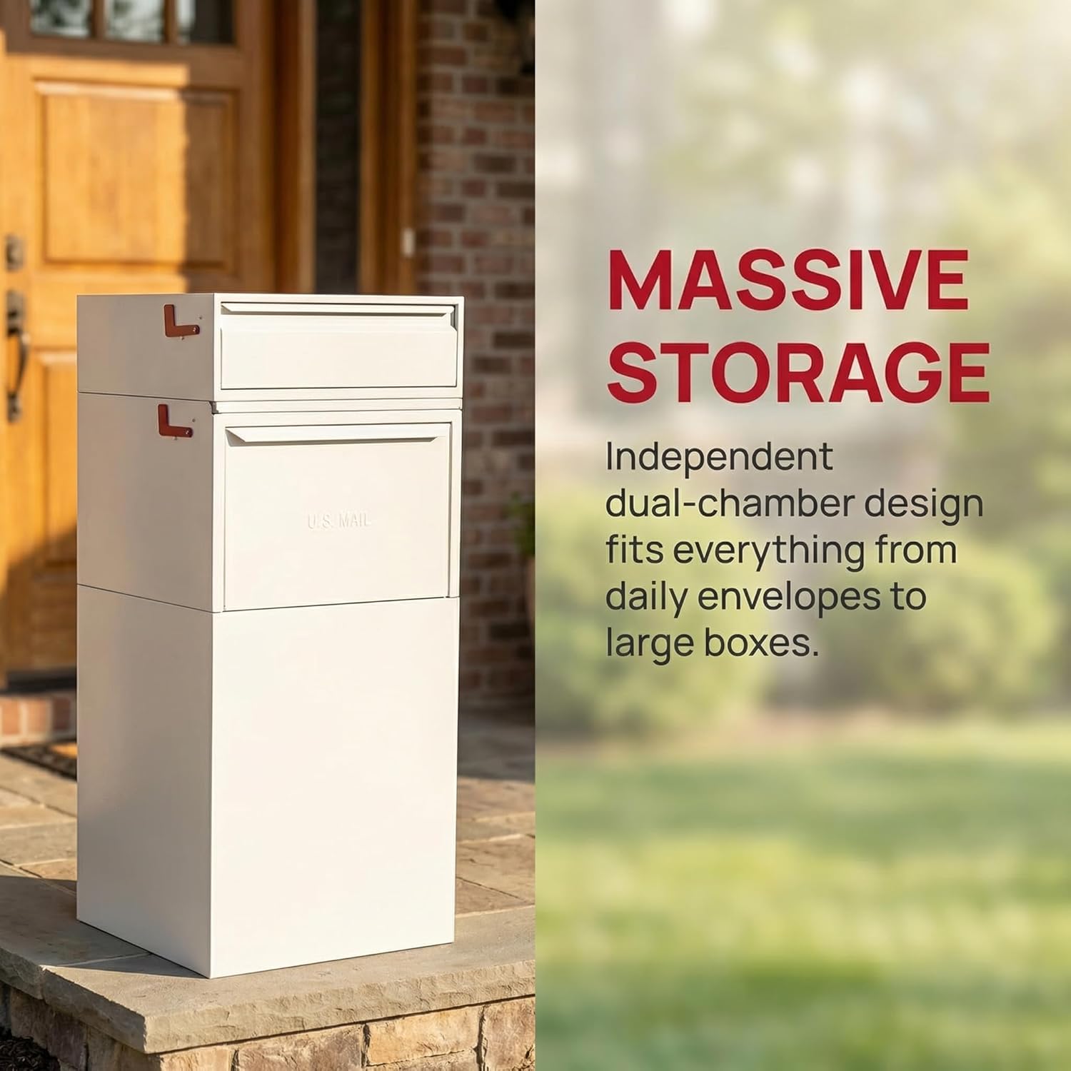 Large Secure Package Delivery Box for Outside with Lock, Stainless Steel,26 Gallon, Anti-Theft, Rust-Proof,Waterproof Box for Packages Delivery Outdoor/Porch/Curbside(White)