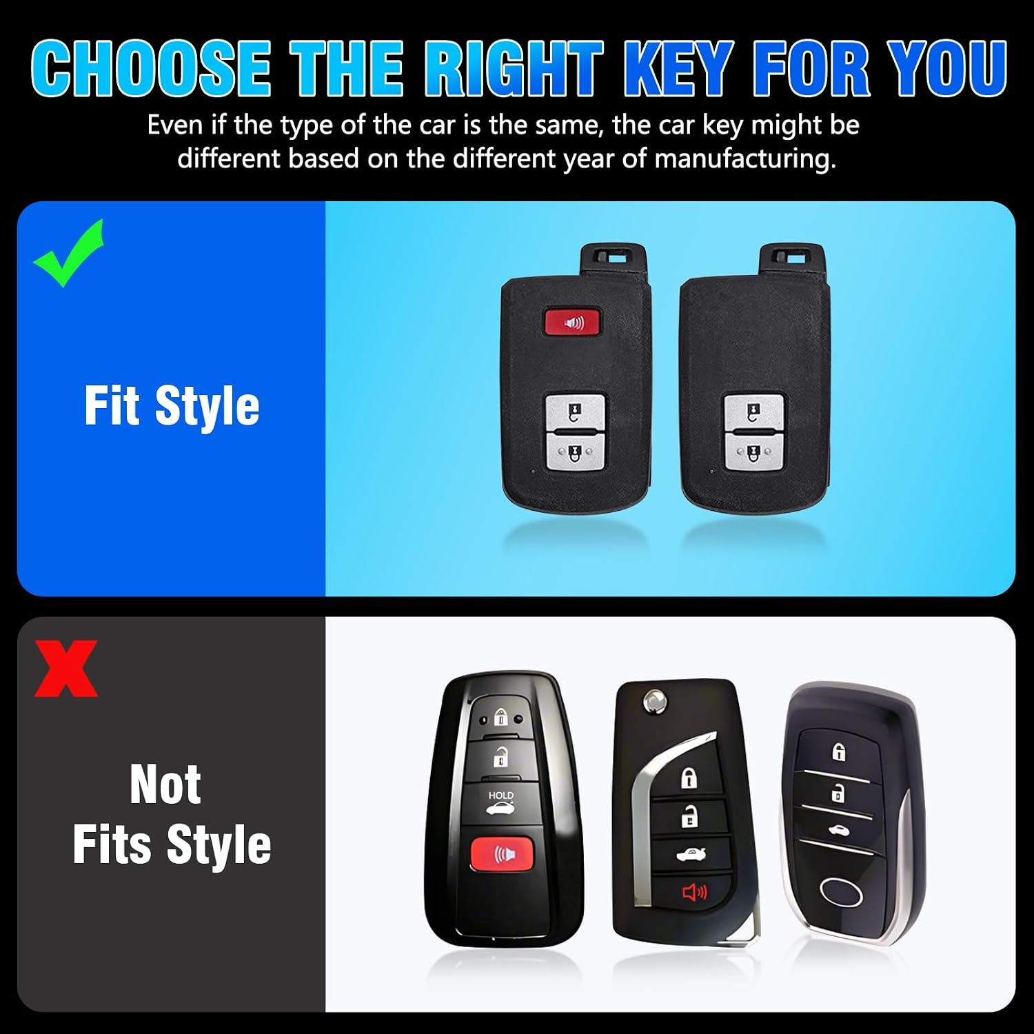 Metal Key Fob Cover Compatible with 2016-2023 Tocoma/2020-2021 Tundra Key Case Shell, Black