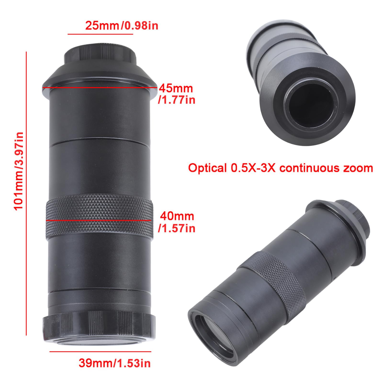 100X C Mount Lens Per Circuito Ispezione Microscopio Lente Ottica 0.5-3X Ingrandimento Lente Regolabile