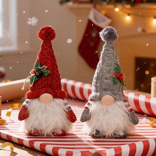 Miniatura 5 de HORLIMER 2 gnomos de Navidad iluminados de 11.8 pulgadas, gnomos de Papá Noel suecos iluminados para decoración de Navidad