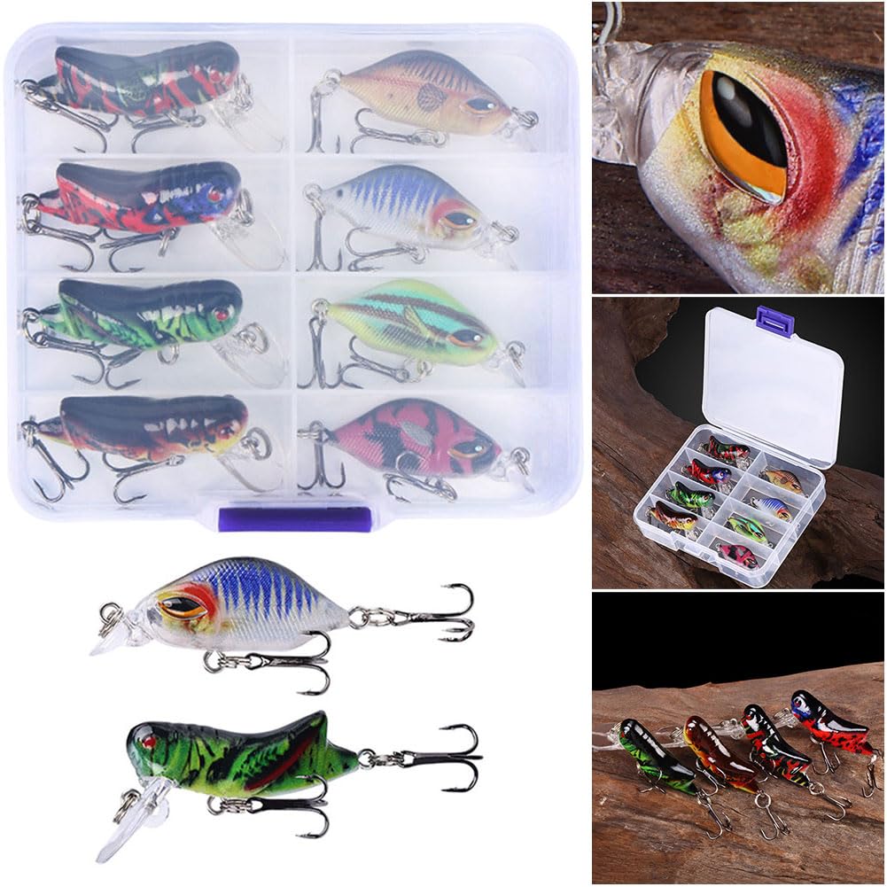 Generic 8 Uds Mini Crankbait Wobbler Señuelos de Pesca Cebo Duro Swimbait para Peces Depredadores lubina Trucha Walleye Pike