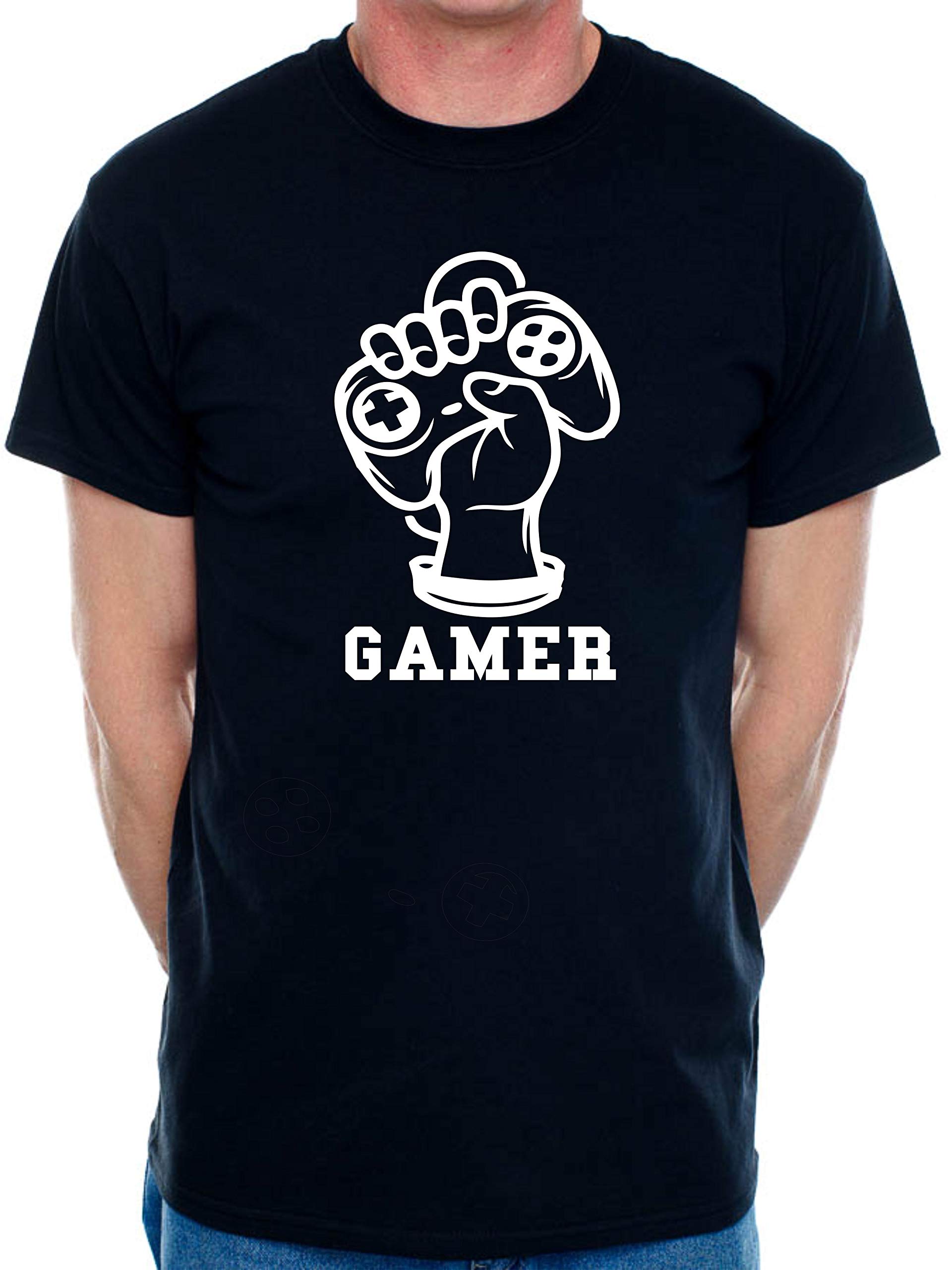 Print4u Men's Black T-Shirt Gamer Fist Gaming Retro Tee Medium