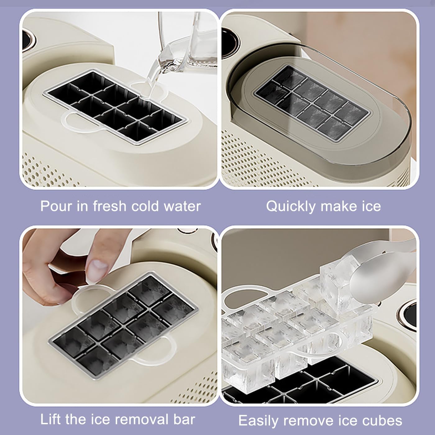 Ice Maker Machine,Mini Ice Maker Machine Countertop for Home Office, Ice Ready in 10 Mins, Low Noise & Energy Saving, Portable Small Clear Ice Cube Maker (White Standard)