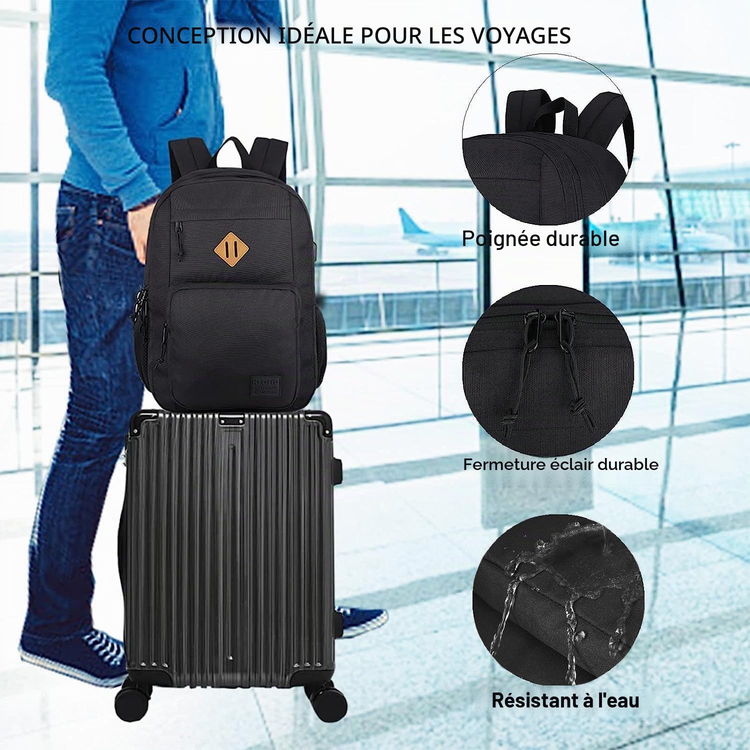 KEOFID Sac à Dos pour Ordinateur Portable pour Homme et Femme