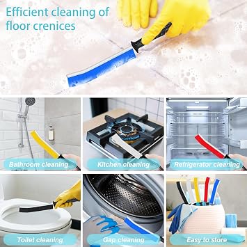 Crevice Cleaning Brush, 3pcs Long Handle Scrubbing brush, Multifunctional Bathroom Tile Groove Gap Thin Cleaning Brush for Narrow Corners in home Kitchen and Window Groove
